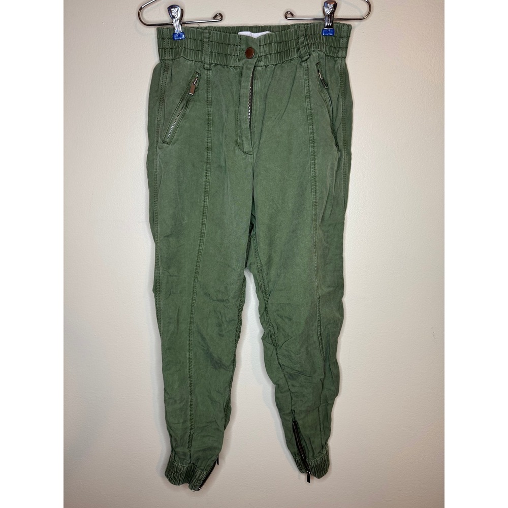 Derek Lam 10 Crosby Olive Green Utility Jogger Pants Ankle Zip Womens Size 2